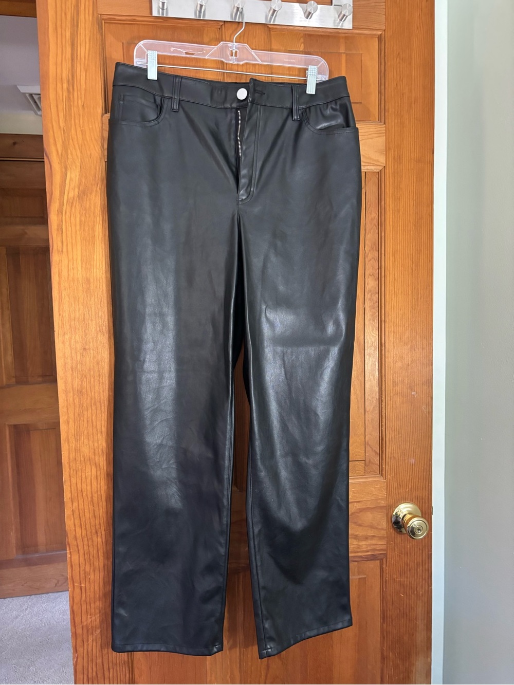 INC International Concepts Black Faux Leather Trim Pants